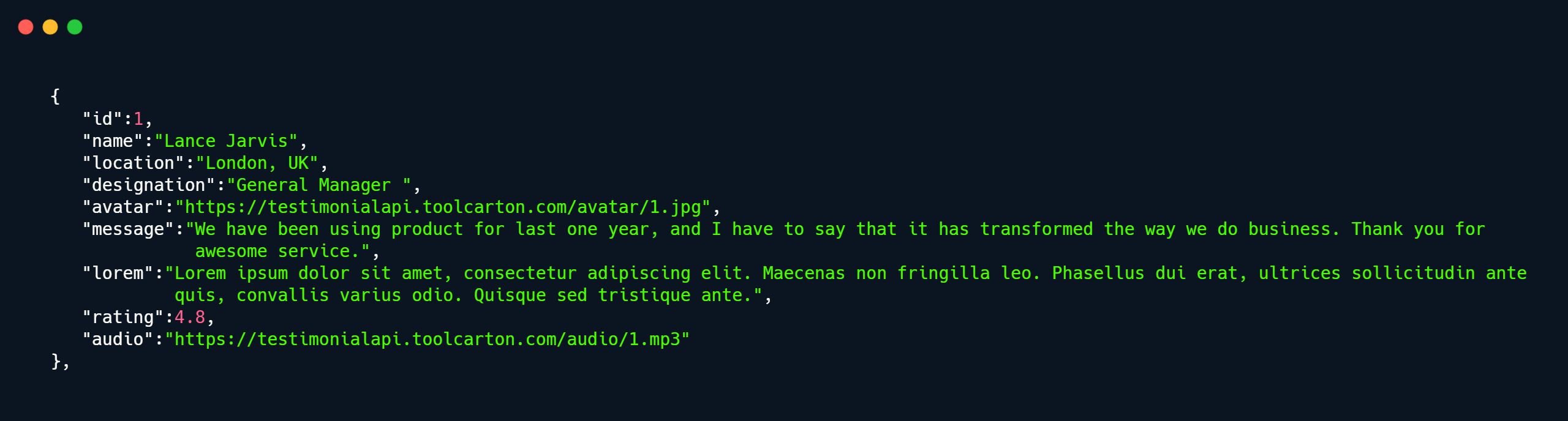 single user testimonial